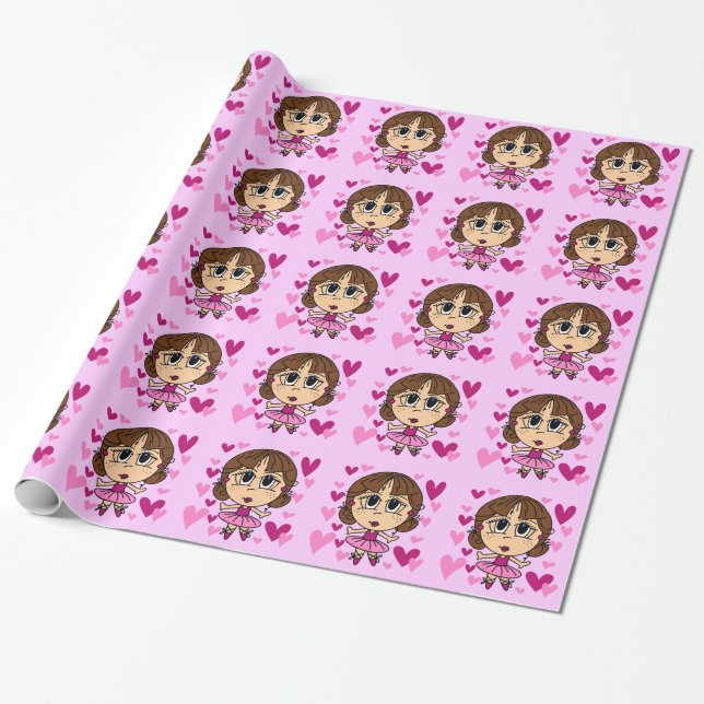 Ballerina Girl Wrapping Paper (Unrolled)