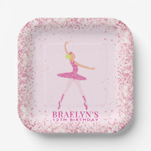Ballerina Glitter Confetti Birthday Design Paper Plate