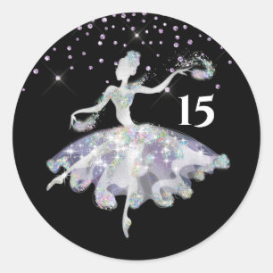 Ballerina glitter confetti girls birthday party classic round sticker