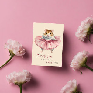 Ballerina Hamster Birthday Dance Party Thank You Card