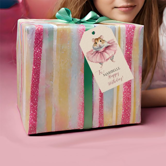 Ballerina Hamster Girls Birthday  Gift Tags (Creator Uploaded)