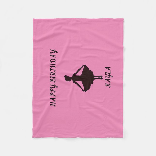 Ballerina happy birthday custom fleece blanket. (Front)