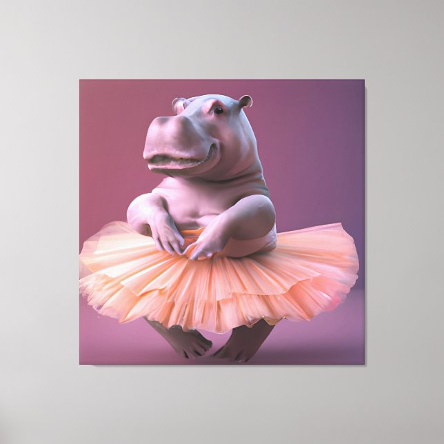 Ballerina Hippo Canvas Print (Front)