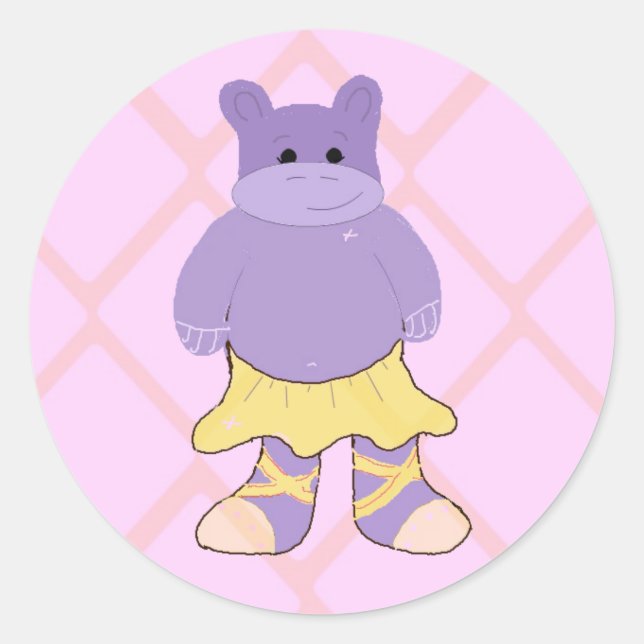 Ballerina Hippo Classic Round Sticker (Front)