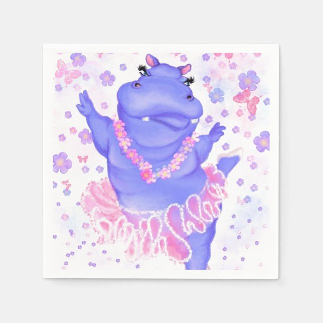 Ballerina Hippo Napkins (Front)
