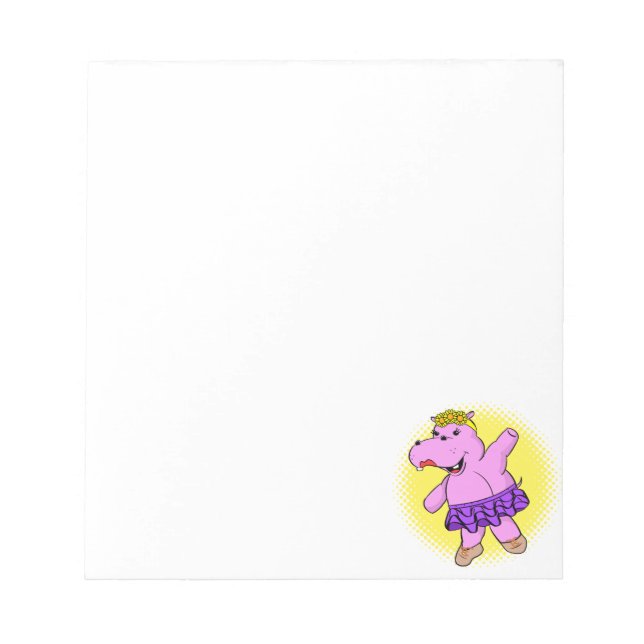 Ballerina Hippo With Tutu Notepad (Front)