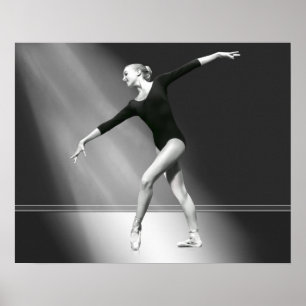 Ballerina in Black and White Poster