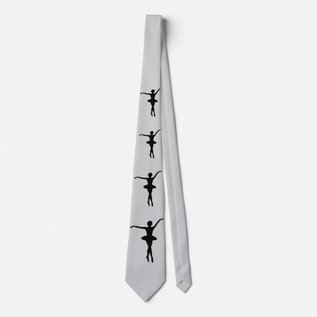 Ballerina in Black Silhouette Customizable Tie (Front)