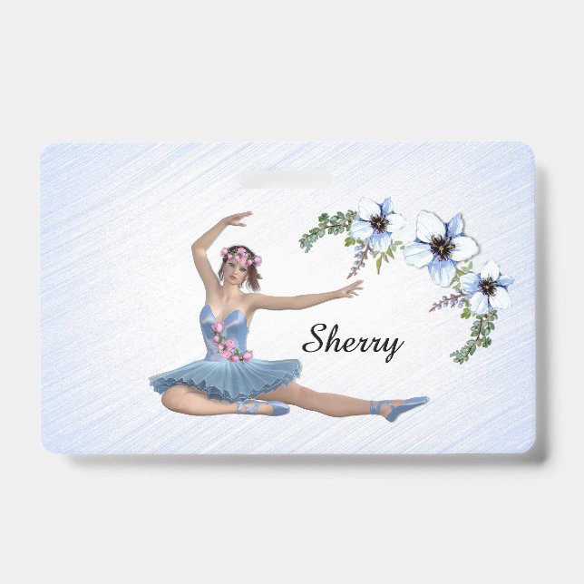 Ballerina in Blue Personal Name Badge (Front)