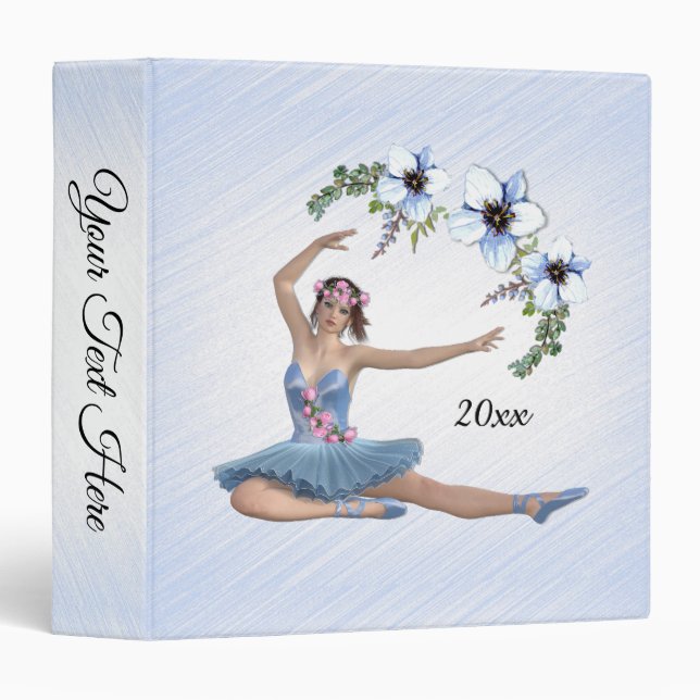 Ballerina in Blue Personal Name  Binder (Front/Spine)