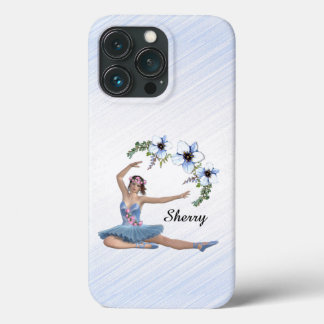 Ballerina in Blue Personal Name iPhone 13 Pro Case