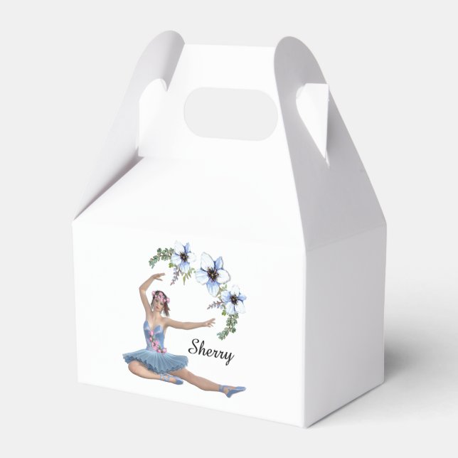 Ballerina in Blue Personal Name  Favor Box (Front Side)