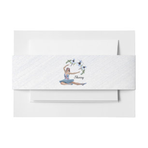 Ballerina in Blue Personal Name Invitation Belly Band