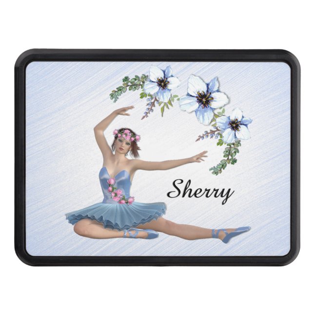 Ballerina in Blue Personal Name Trailer Hitch Cover (Front)