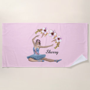 Ballerina in Blue Personal Pink Beach Towel