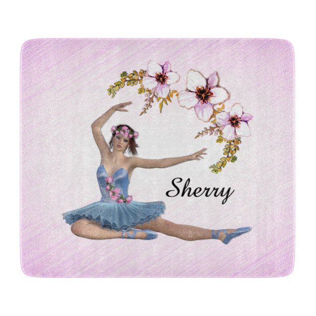 Ballerina in Blue Personal Pink Cutting Board (Front)