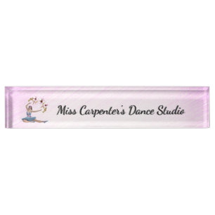 Ballerina in Blue Personal Pink Nameplate