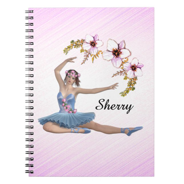 Ballerina in Blue Personal Pink Notebook (Front)