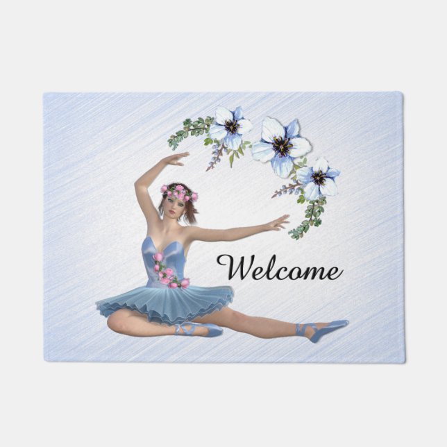 Ballerina in Blue Welcome Doormat (Front)