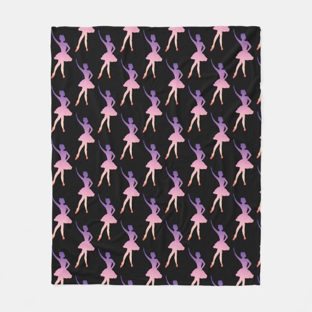 Ballerina in modern geometric design fleece blanket (Front)