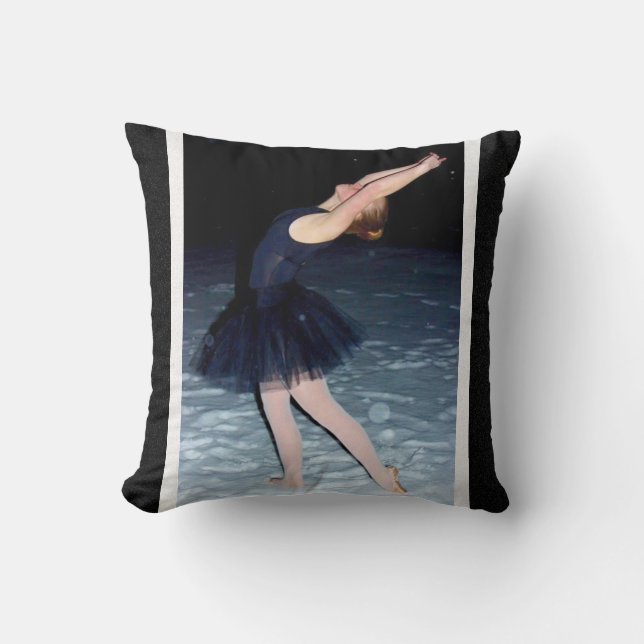 Ballerina in the Snow - Throw Pillow (Front)