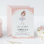 Ballerina in White Dress Floral Birthday Invitation<br><div class="desc">Dance and twirl for the birthday girl! Invite family and friends to your child's birthday with this elegant and whimsical birthday invitation. It features watercolor illustrations of a brunette girl ballerina in a white dress with blush pink and gold flowers. Personalize by adding the celebrant's name and birthday details. Customize...</div>