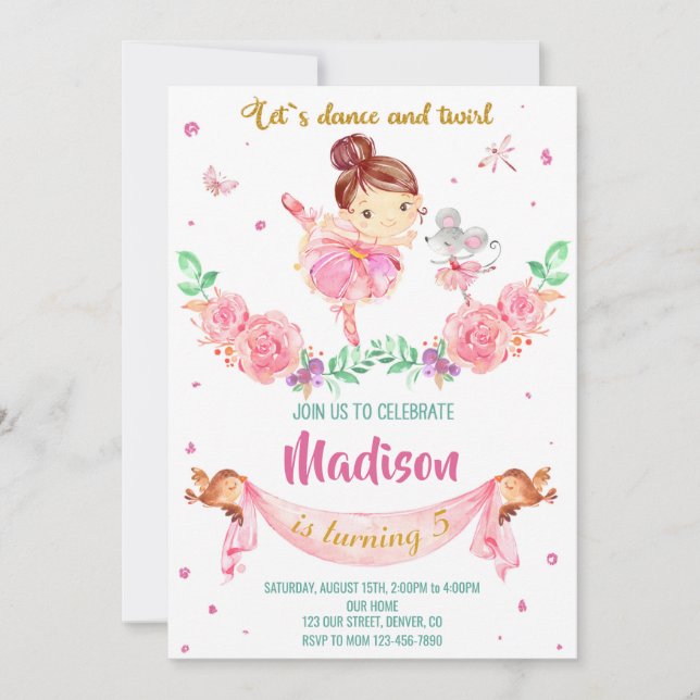 Ballerina invitation anniversaire Ballerina invita (Devant)