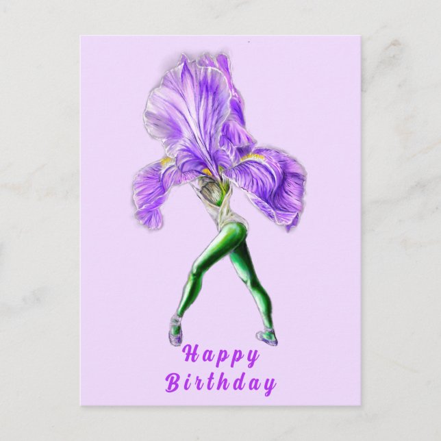 Ballerina Iris Flower Ballet Dancer Carte Annivers (Devant)