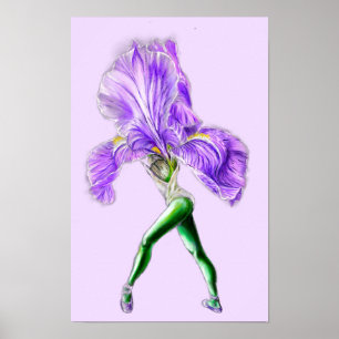 Ballerina Iris Flower Ballet Dancer Poster