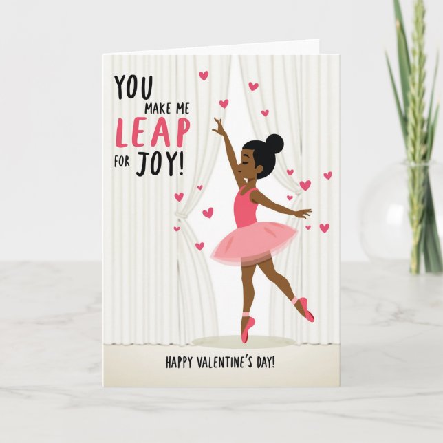 Ballerina Leap Of Joy Valentines Card (Front)