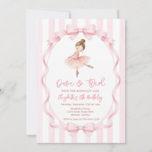 Ballerina Let's Dance & Twirl Pink Party Birthday Invitation