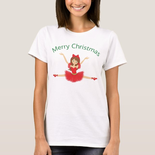 Ballerina Merry Christmas | Ballet T-Shirt (Front)