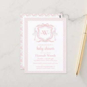 Ballerina Monogram Grandmillennial Baby Shower Postcard