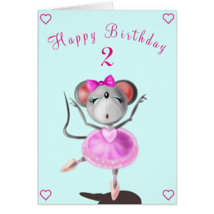 Ballerina Mouse Birthday Cards - Customizable