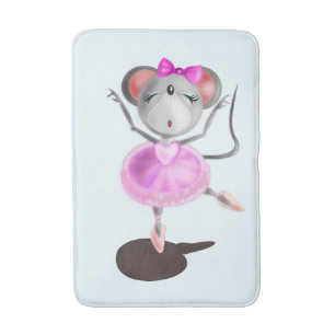 Ballerina Mouse Funny Bath Mat Happy Ballet Dancer