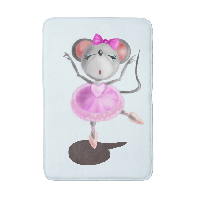 Ballerina Mouse Funny Bath Mat Happy Ballet Dancer (Front Vertical)