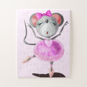 Ballerina Mouse Jigsaw Puzzle - Your Colour - Text
