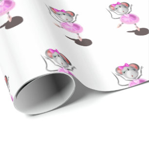Ballerina Mouse Wrapping Paper Happy Ballet Dancer