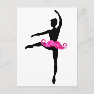 Ballerina Moustache Postcard