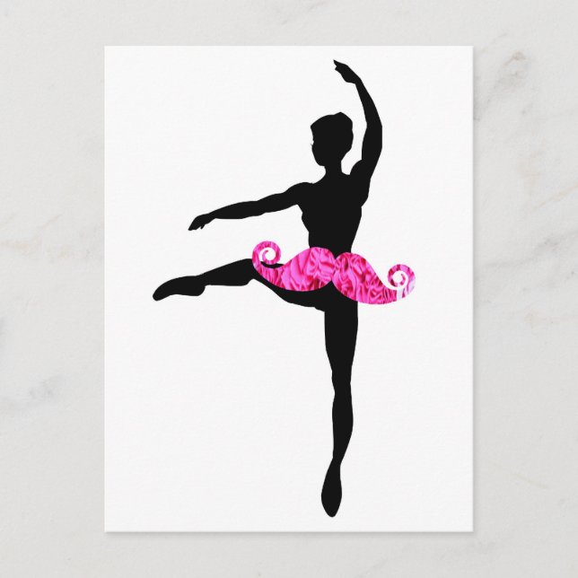 Ballerina Moustache Postcard (Front)