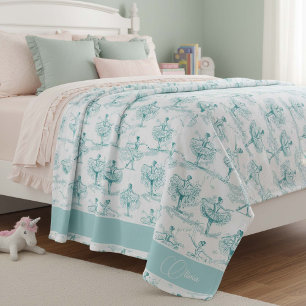 Ballerina Moves Pattern Teal ID738 Fleece Blanket