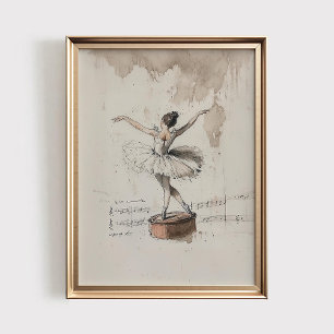 Ballerina Music Box Print, Vintage Girls Nursery  Poster
