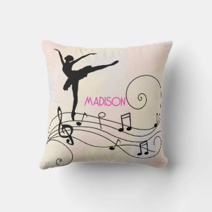 Ballerina & Music Notes Wave Throw Pillow
