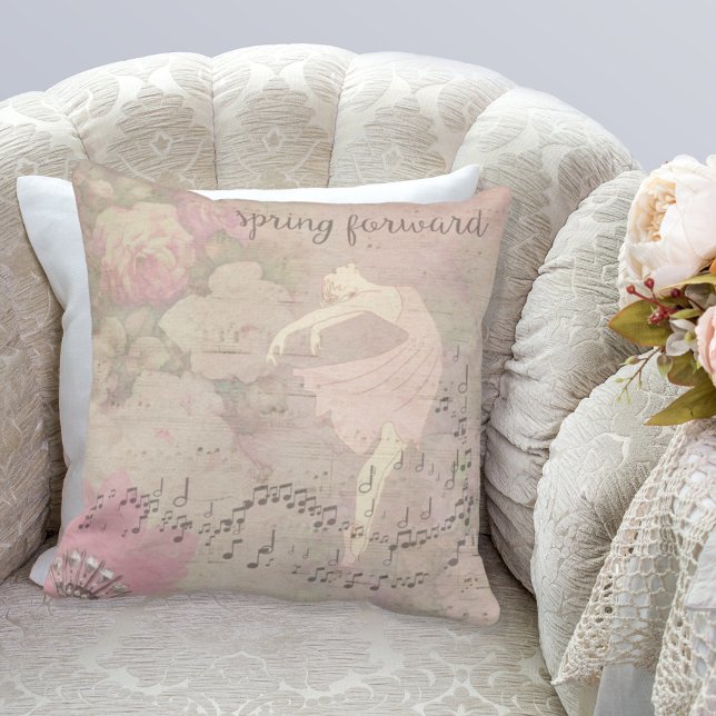 Ballerina Musical Spring Forward Throw Pillow (Creator Uploaded)