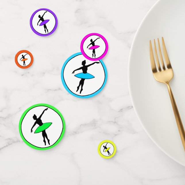 Ballerina Neon Ballet Dancer Silhouette Aqua Blue Confetti (Group)