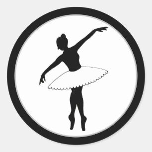 Ballerina Neon Ballet Dancer Silhouette Black Classic Round Sticker