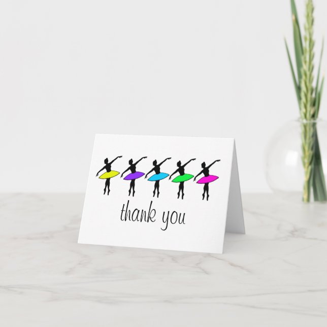 Ballerina Neon Ballet Dancers Dance Birthday Party Thank You Card (Front)
