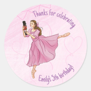 Ballerina Nutcracker Birthday - Custom Name Classic Round Sticker