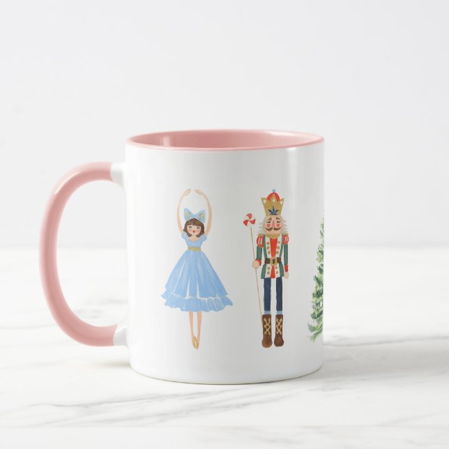 Ballerina Nutcracker Christmas Holiday Pink Mug (Left)