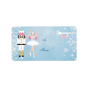 Ballerina & Nutcracker on blue Christmas Gift tag